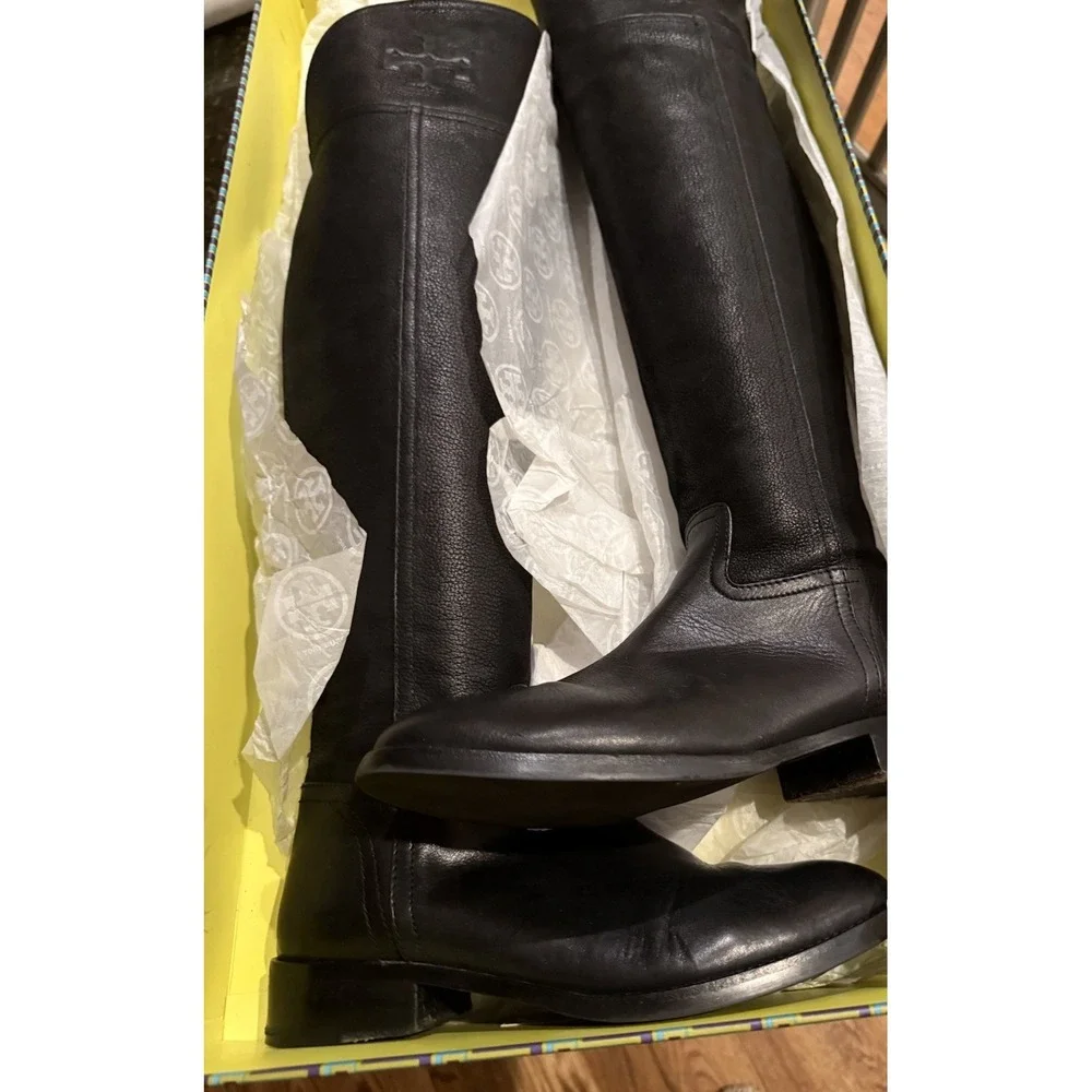 Tory Burch Simone over the knee‎ boot black leather equestrian preppy Sz-8 575$